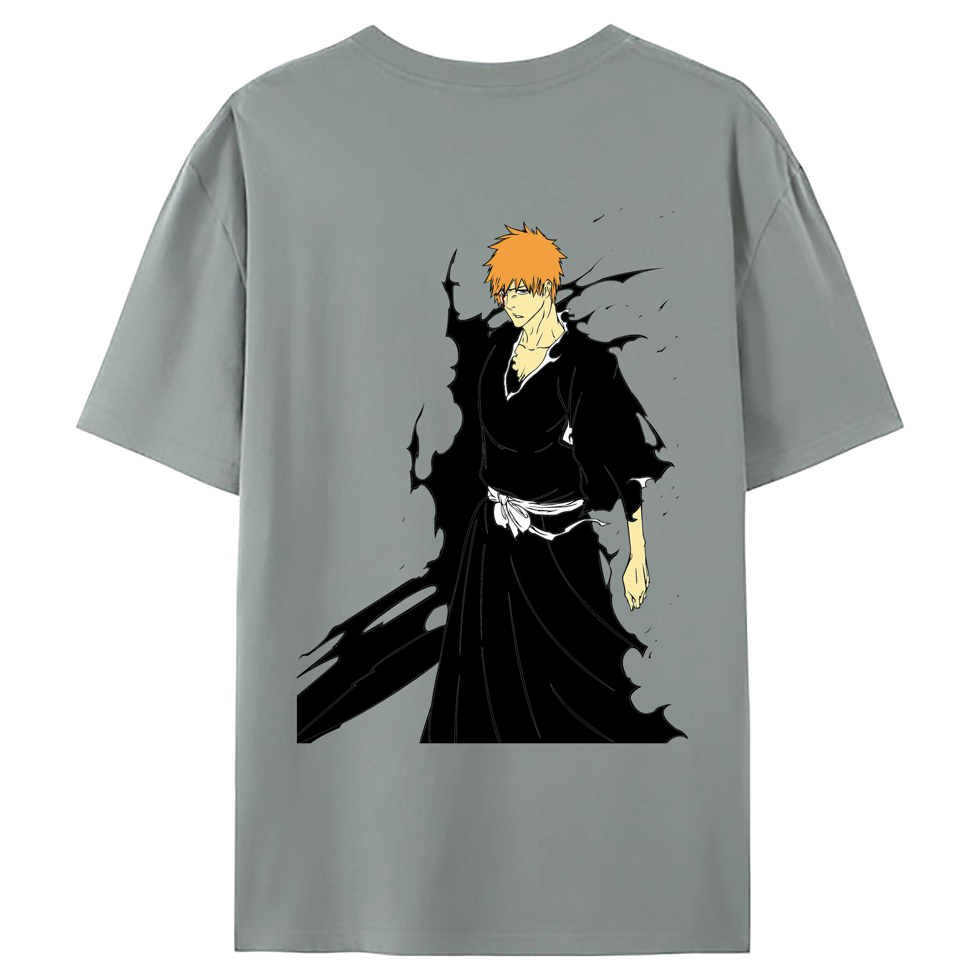 （画像用） ブリーチ 黒崎一護（くろさき いちご）BLEACH Kurosaki Ichigo 綿100％ メンズ半袖Tシャツ（バックプリント） 通気性